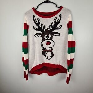 Ugly Christmas Sweater Women's L‎ Funny Rudolph Gingerbread Reindeer Long Sleeve